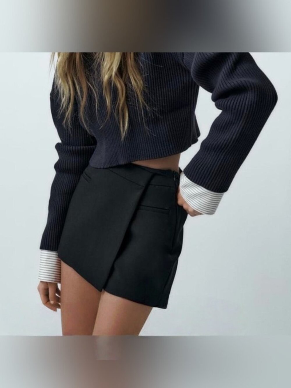 ZARA NWOT Black Women's Mini Wrap Skort